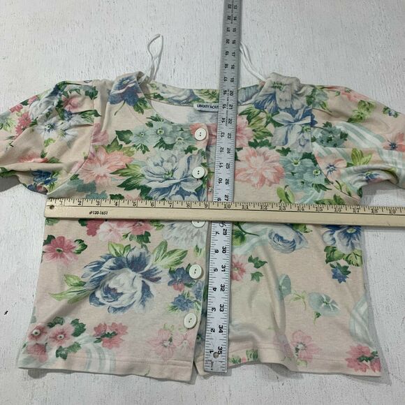 Vintage Liberty House Floral Crop Top Women S M Small Medium Mid Sleeves Curtain - Picture 5 of 9